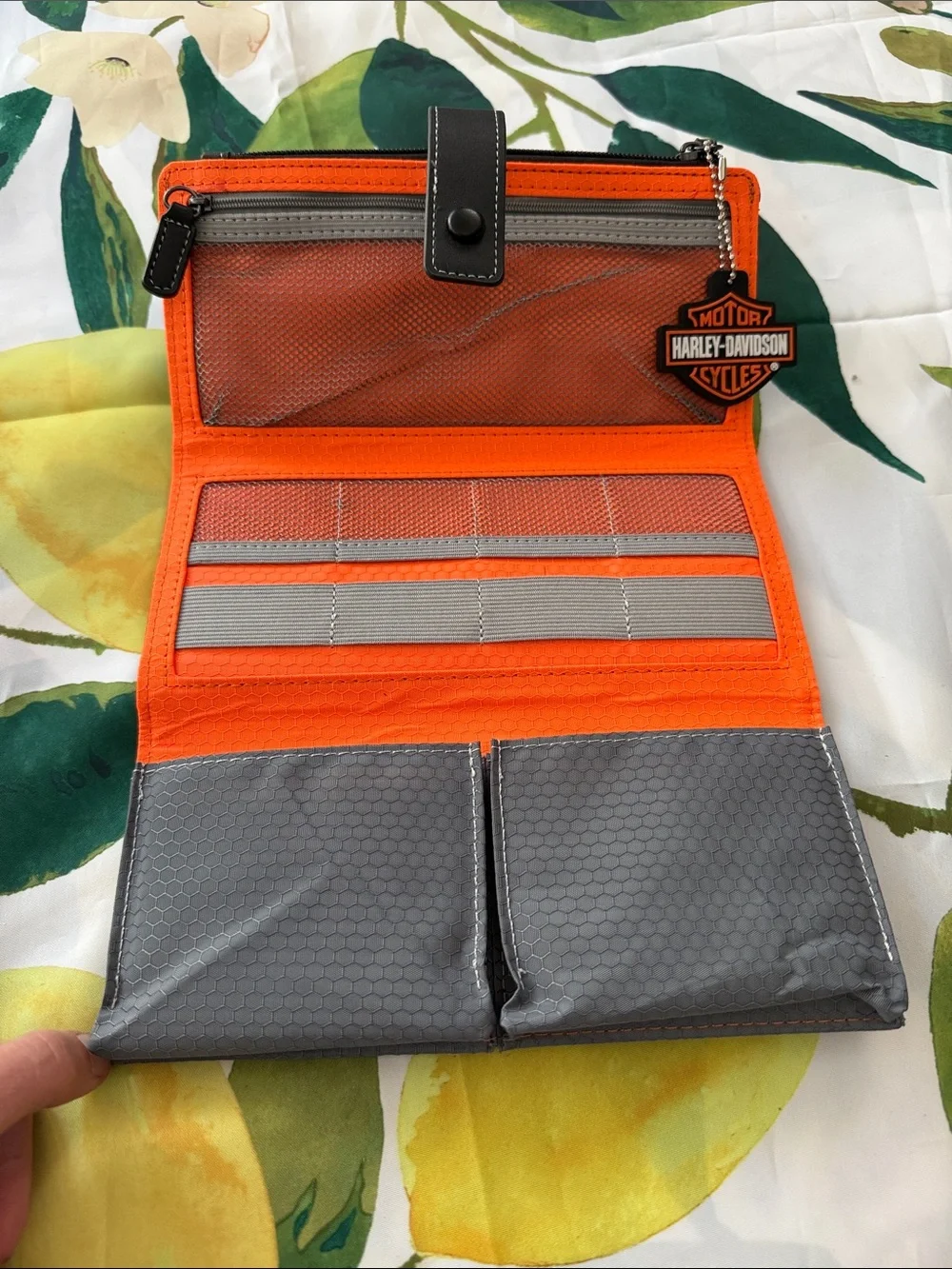 Harley-Davidson Black Wallet with Orange Logo Charm